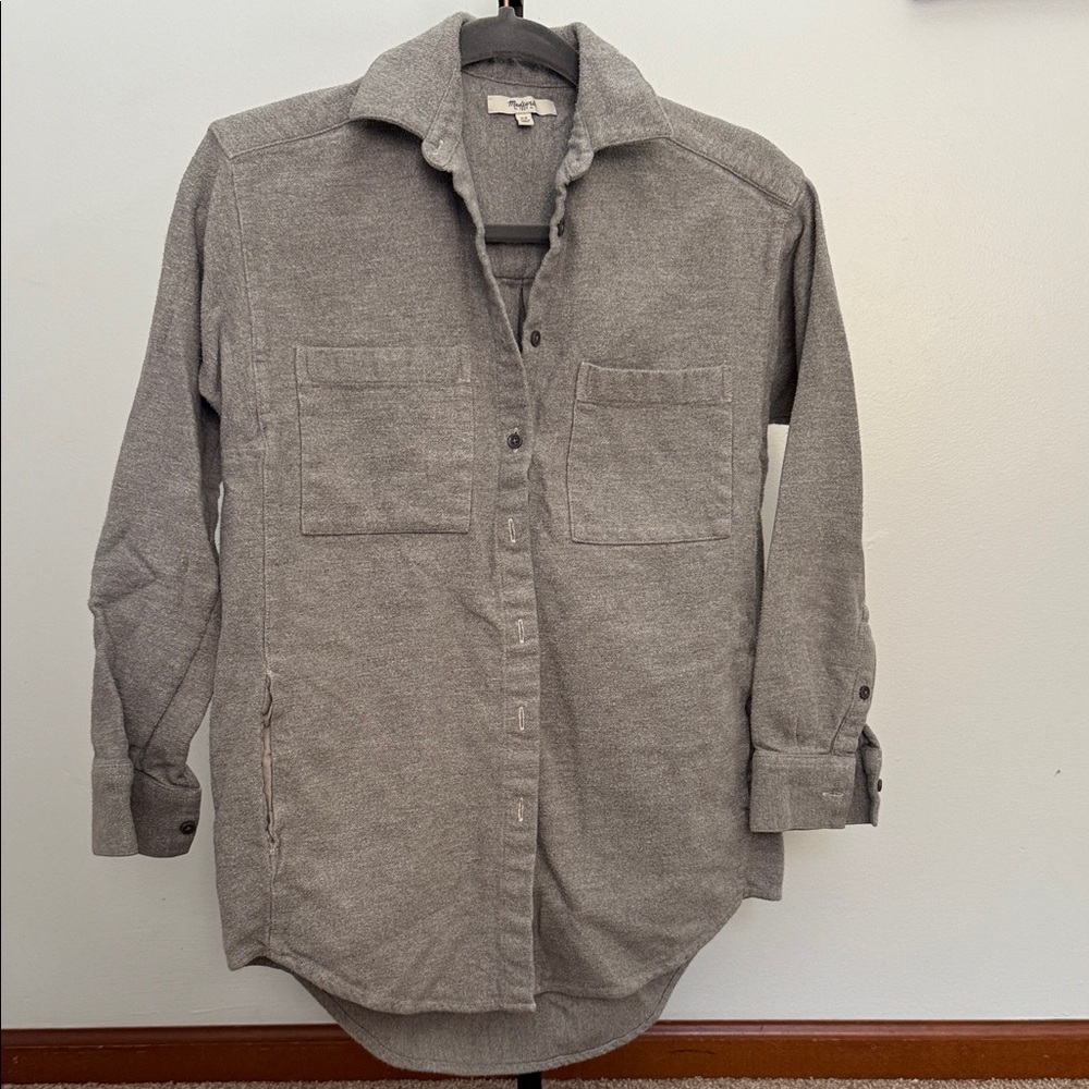 Madewell Gray Button Down Shirt Jacket